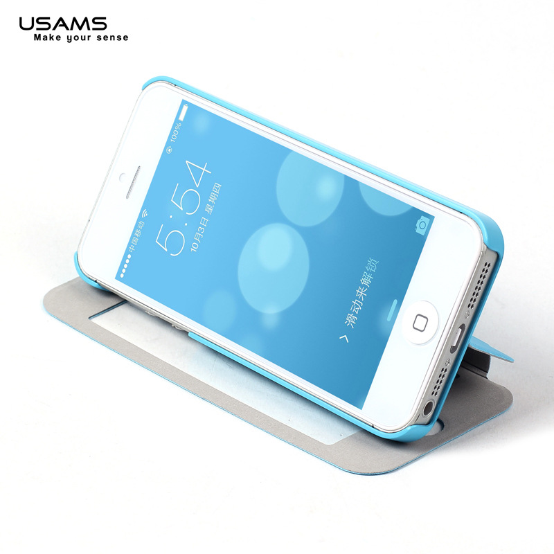 【优胜仕USAMS苹果5s触动系列视窗手机皮套iphone5支架全屏】价格,厂家,图片,手机保护套/保护壳,深圳市福田区远望数码商城震轩屹通讯产品商行-